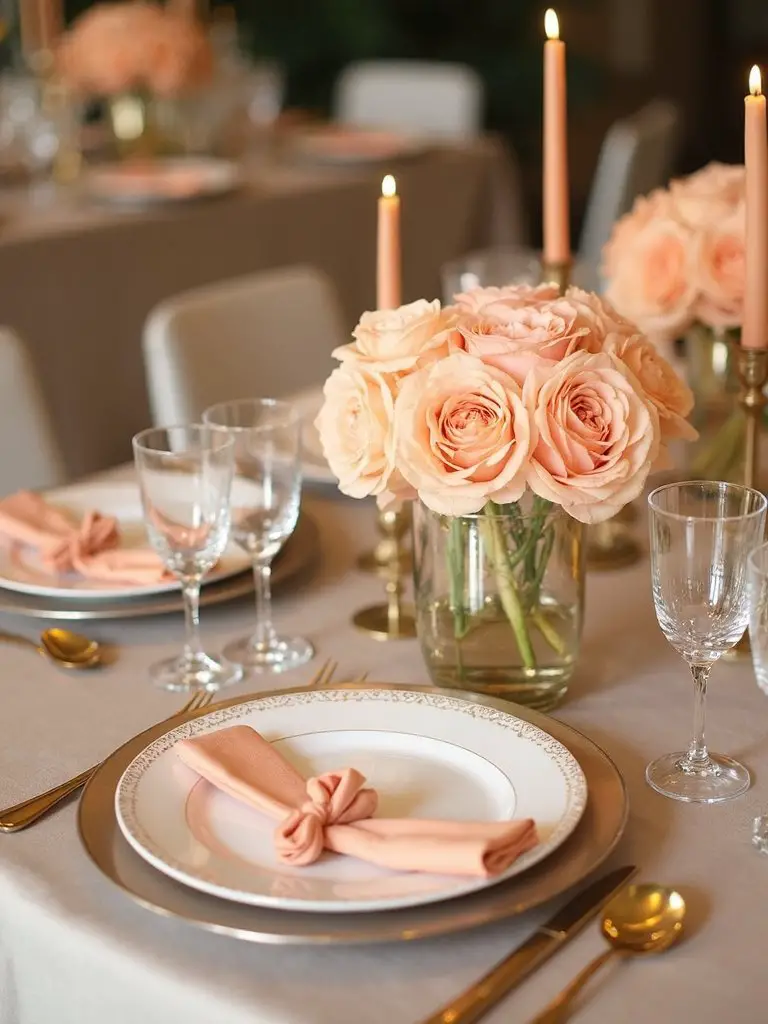 elegant peach toned tableware combinations