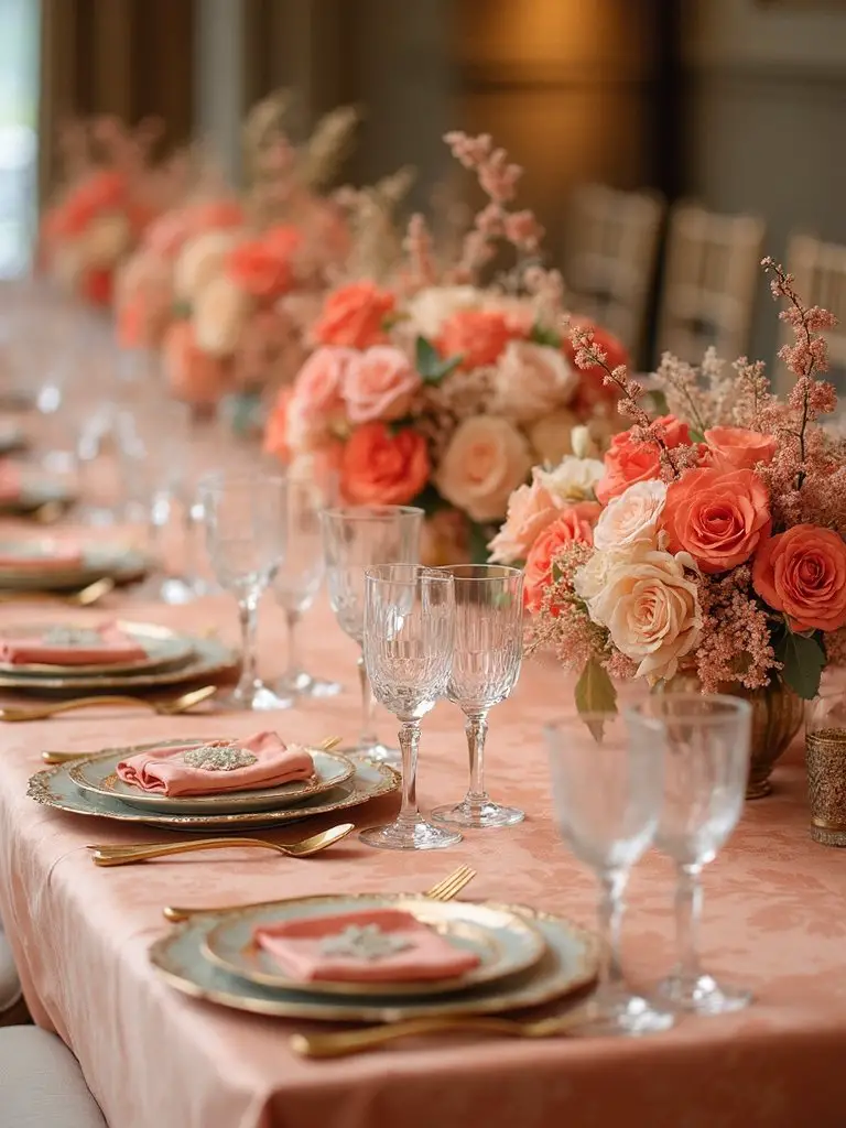 elegant peach wedding tablescape essential