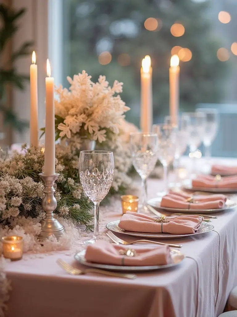 elegant pink silver settings