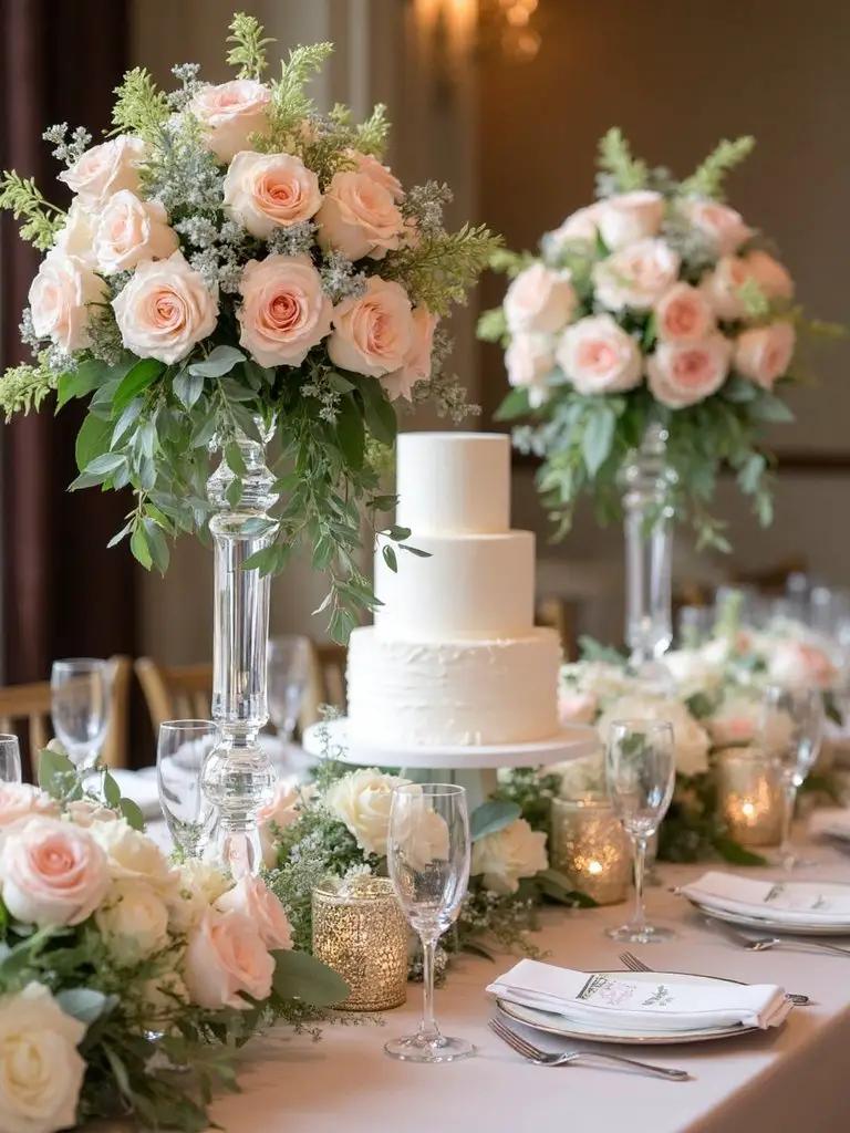 elegant spring wedding head table