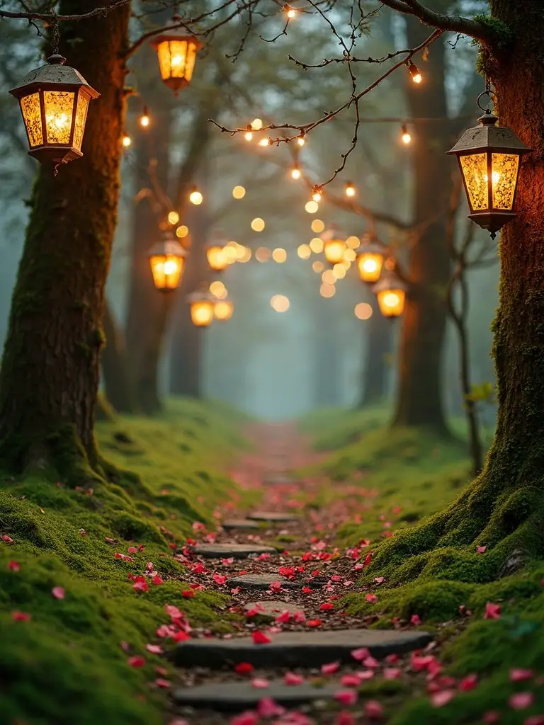 enchanted forest wedding ceremony ambiance