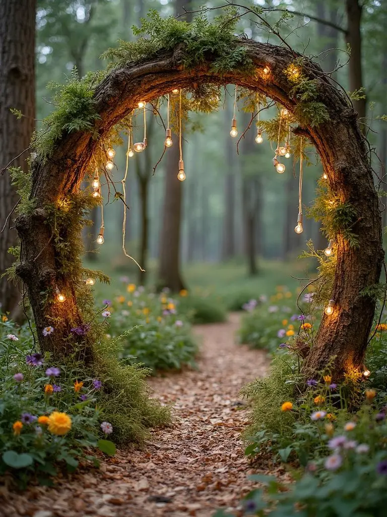 enchanted forest wedding entrance markers