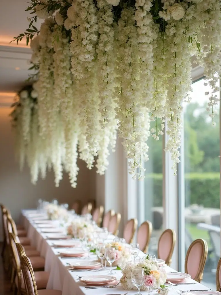 enchanting floral ceiling installations