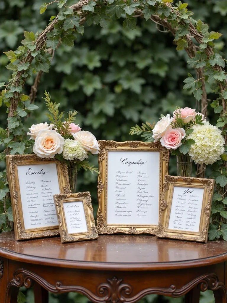 enchanting garden inspired escort card displays