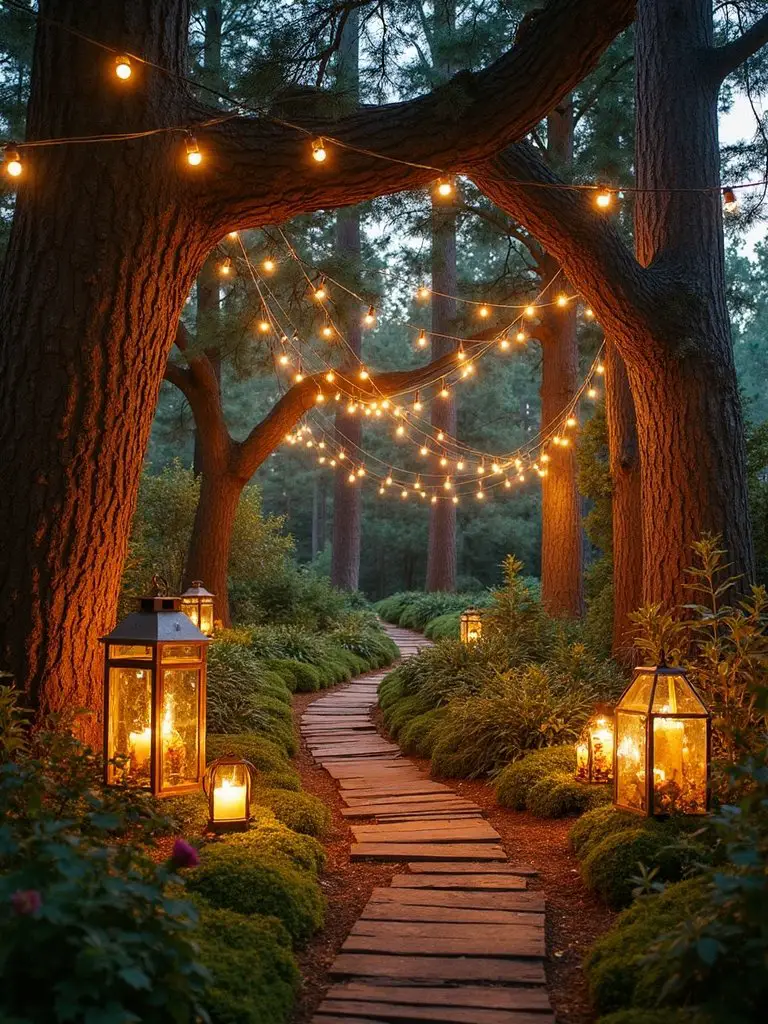 enchanting golden forest wedding aisle