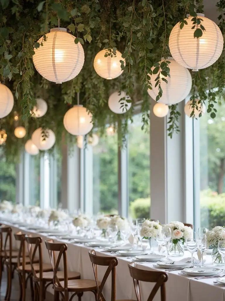 enchanting lanterns intertwined with lush greenery