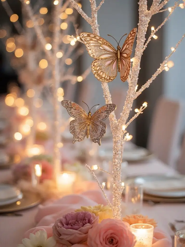 enchanting metallic butterfly centerpieces