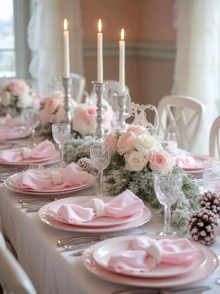 enchanting pink winter centerpieces