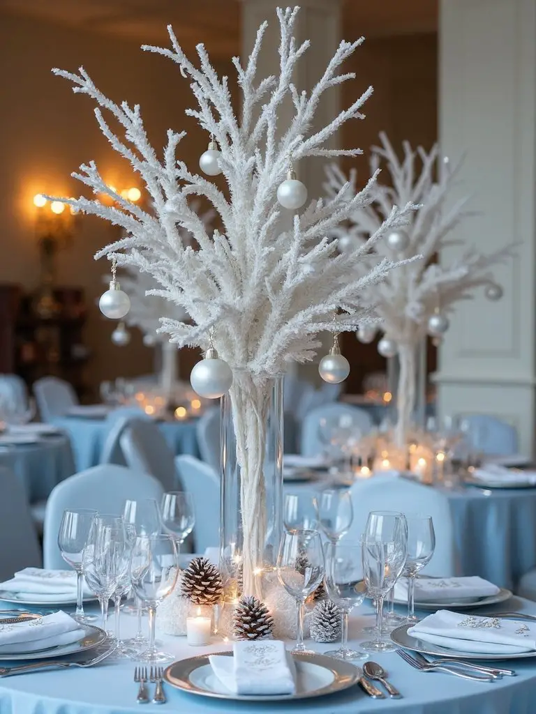 enchanting winter woodland centerpieces