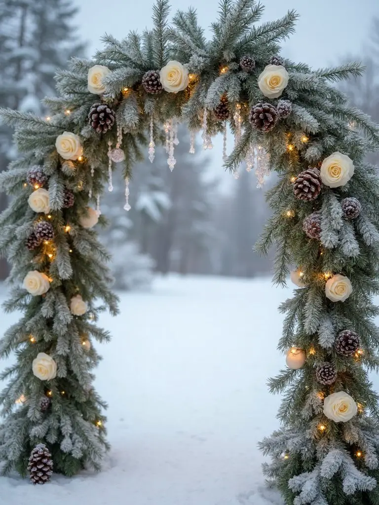 enchanting winter woodland wedding arch
