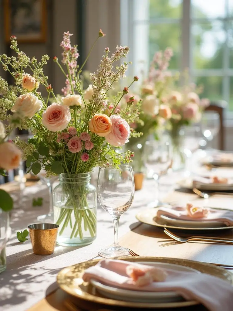 ethereal bohemian garden inspired floral arrangements