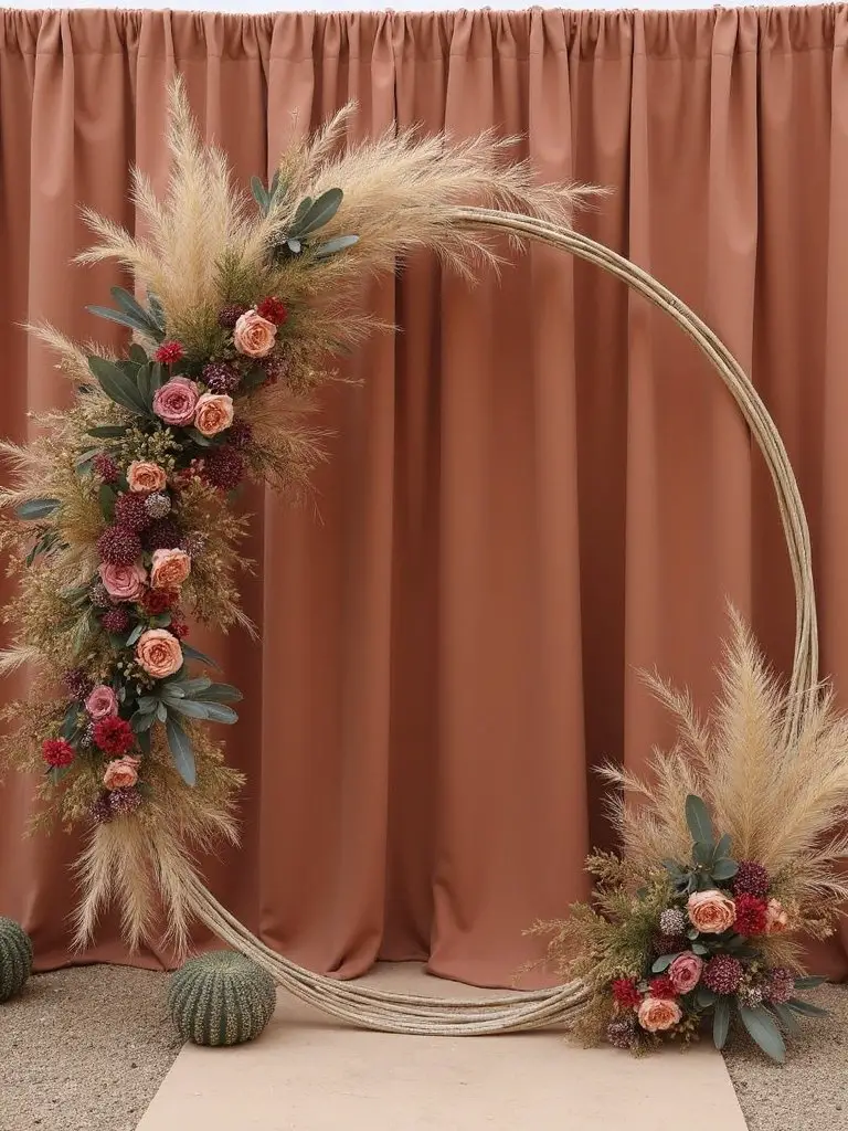 ethereal desert wedding arch florals