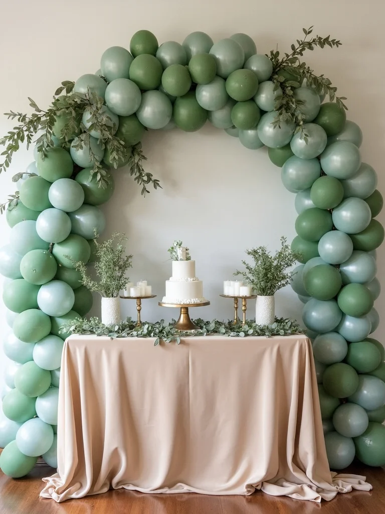 ethereal sage balloon decor