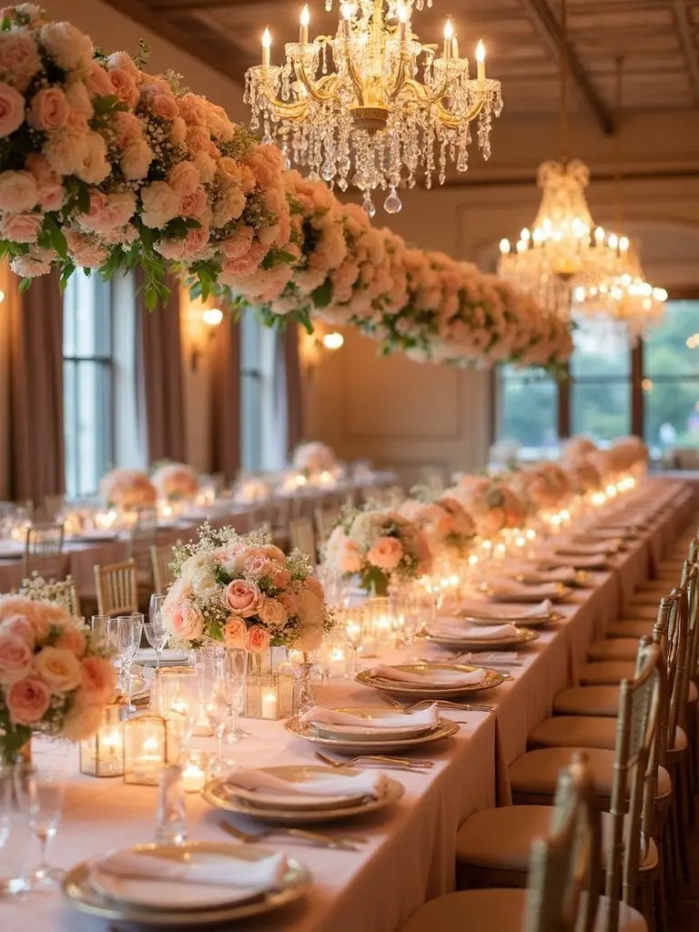 ethereal suspended floral centerpiece installations