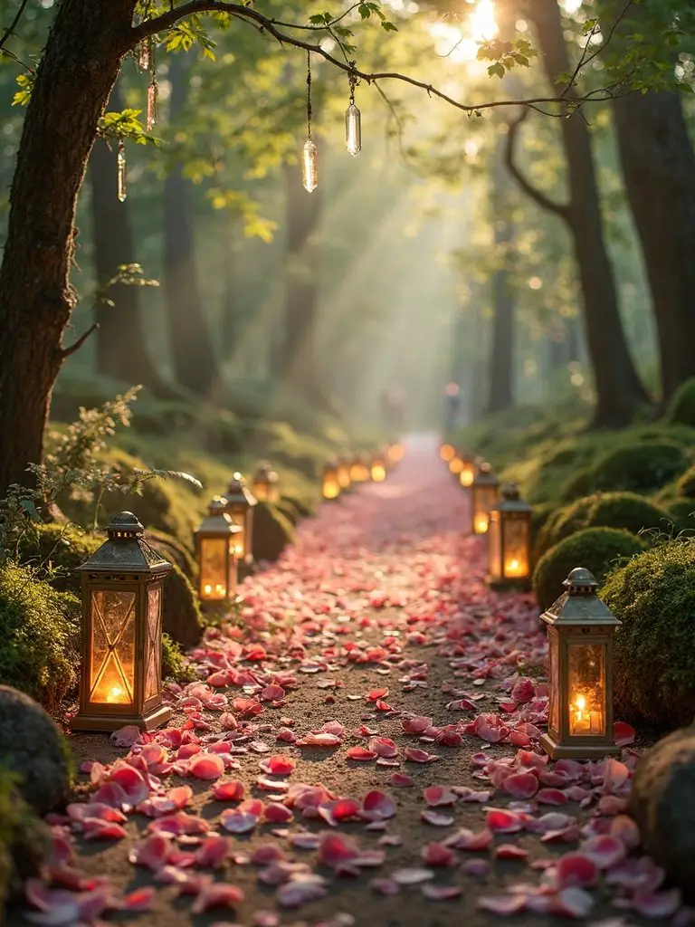 fairy forest wedding enchanting aisle decor