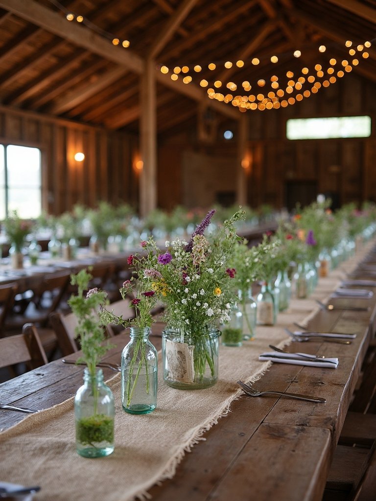 farmhouse inspired wedding reception decor