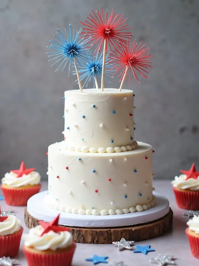 fireworks themed baby shower cake