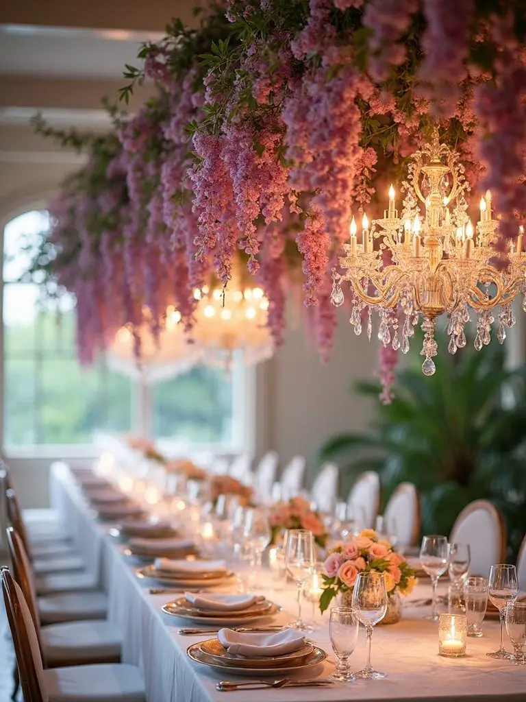 floral ceiling art installations