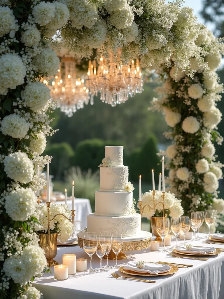 floral enhanced wedding cake centerpiece