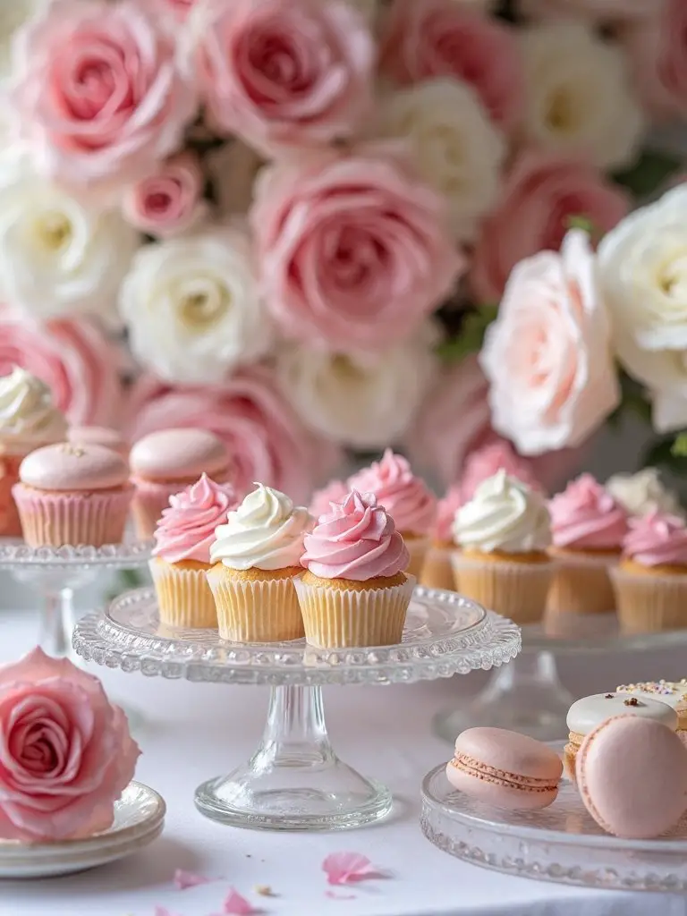 floral themed dessert display