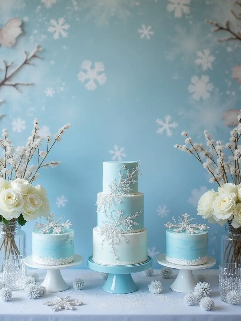 frosted winter dessert display
