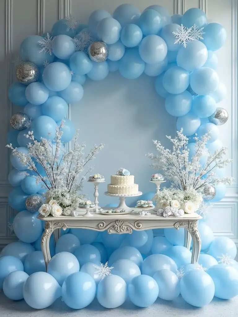 frosty blue balloon displays