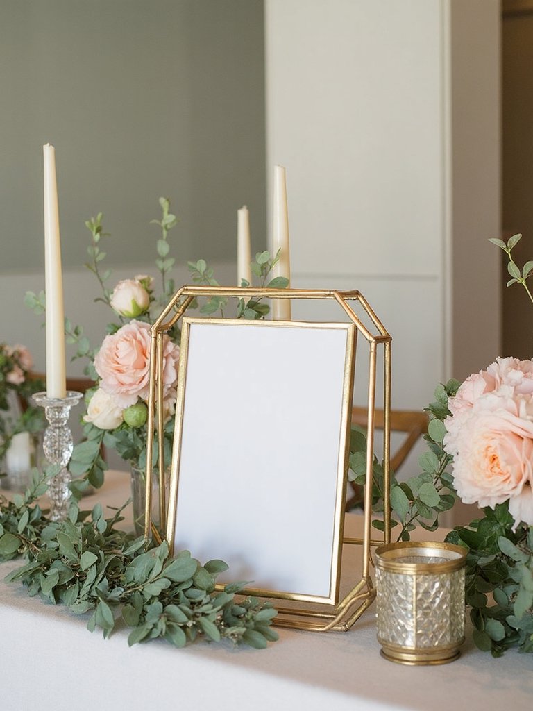 geometric gold frame artistic centerpiece