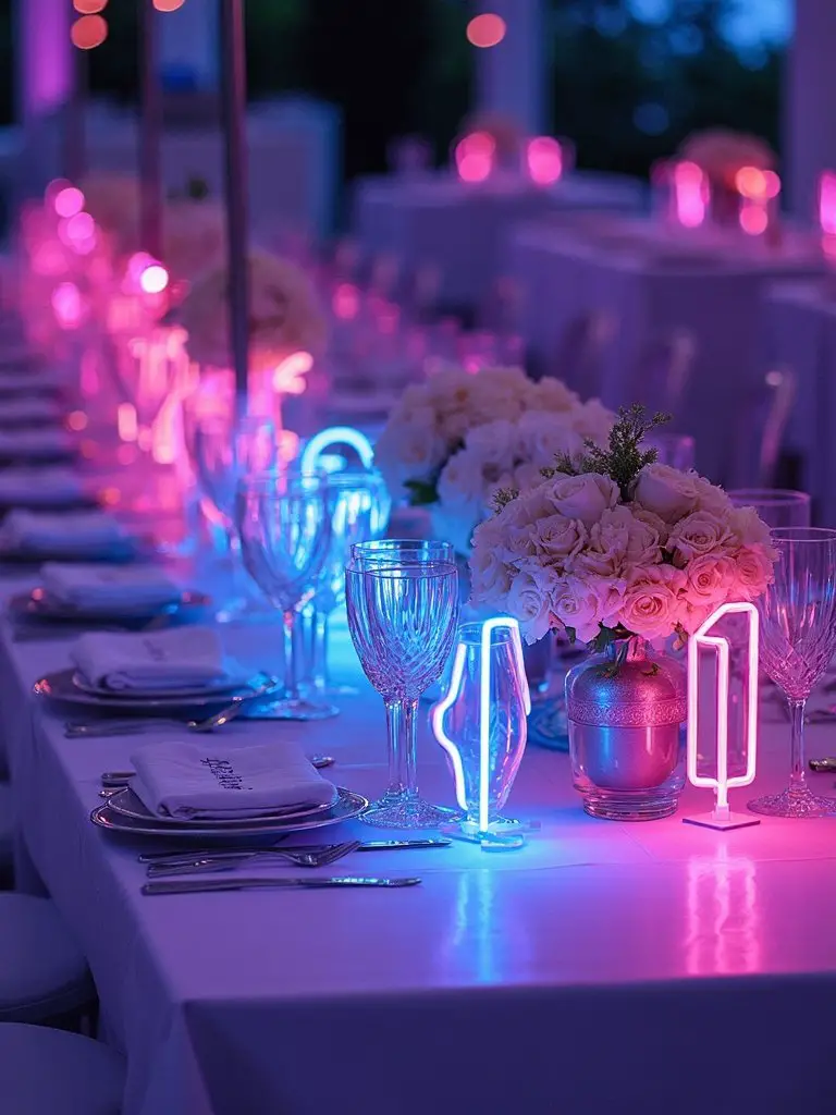 glowing customizable wedding table numbers