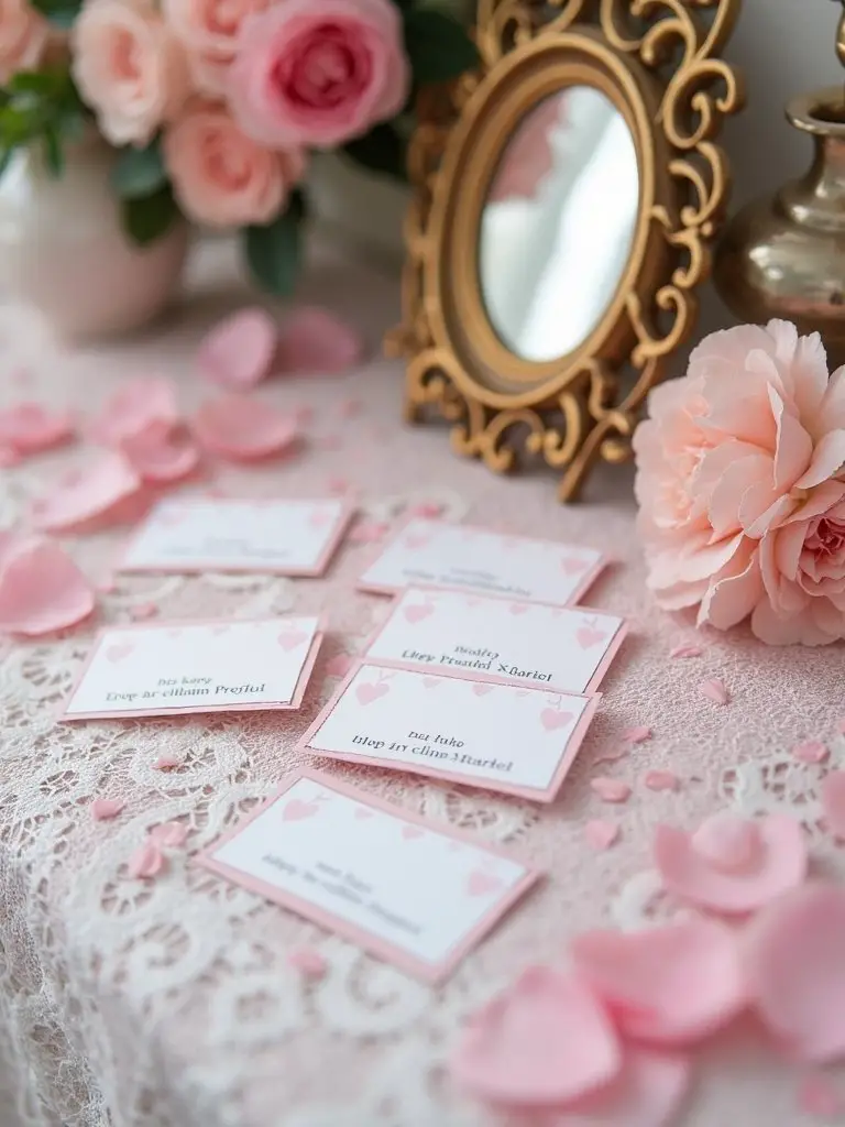 heart themed baby prediction cards