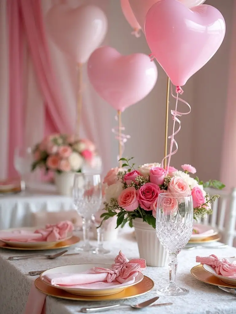 heart themed romantic table settings