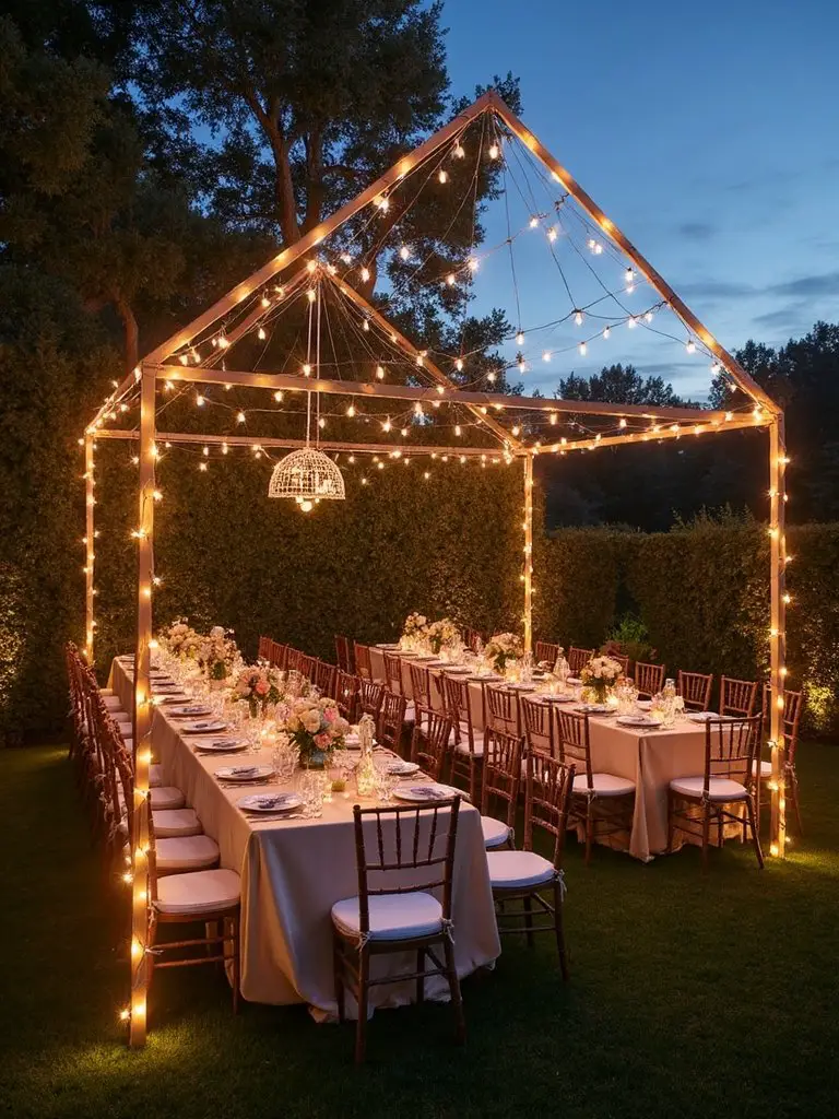 illuminated geometric wedding light structures