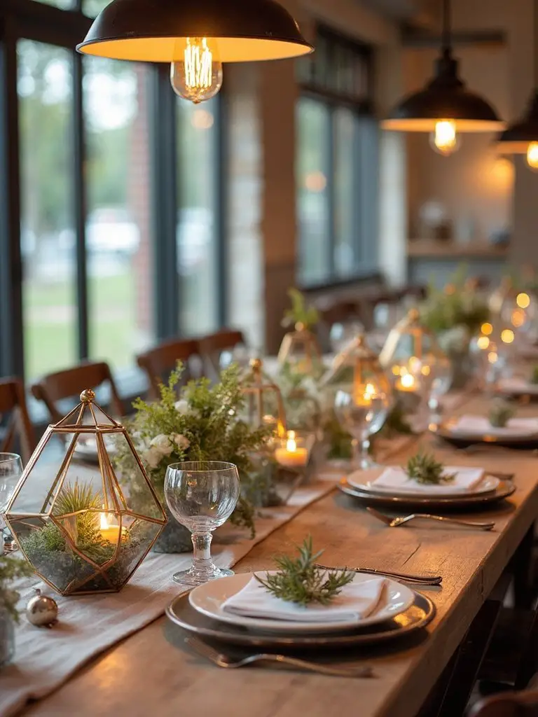 industrial chic nature centerpieces
