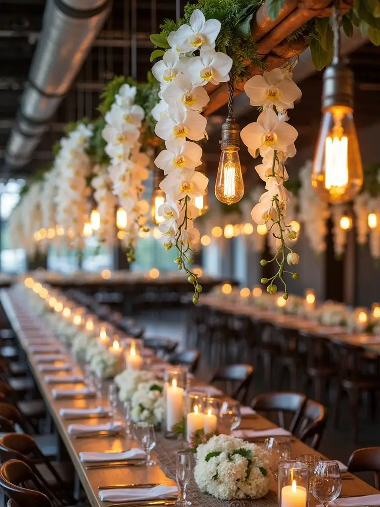 industrial floral suspended decor