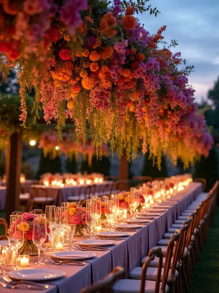 lush botanical overhead installations transform venue