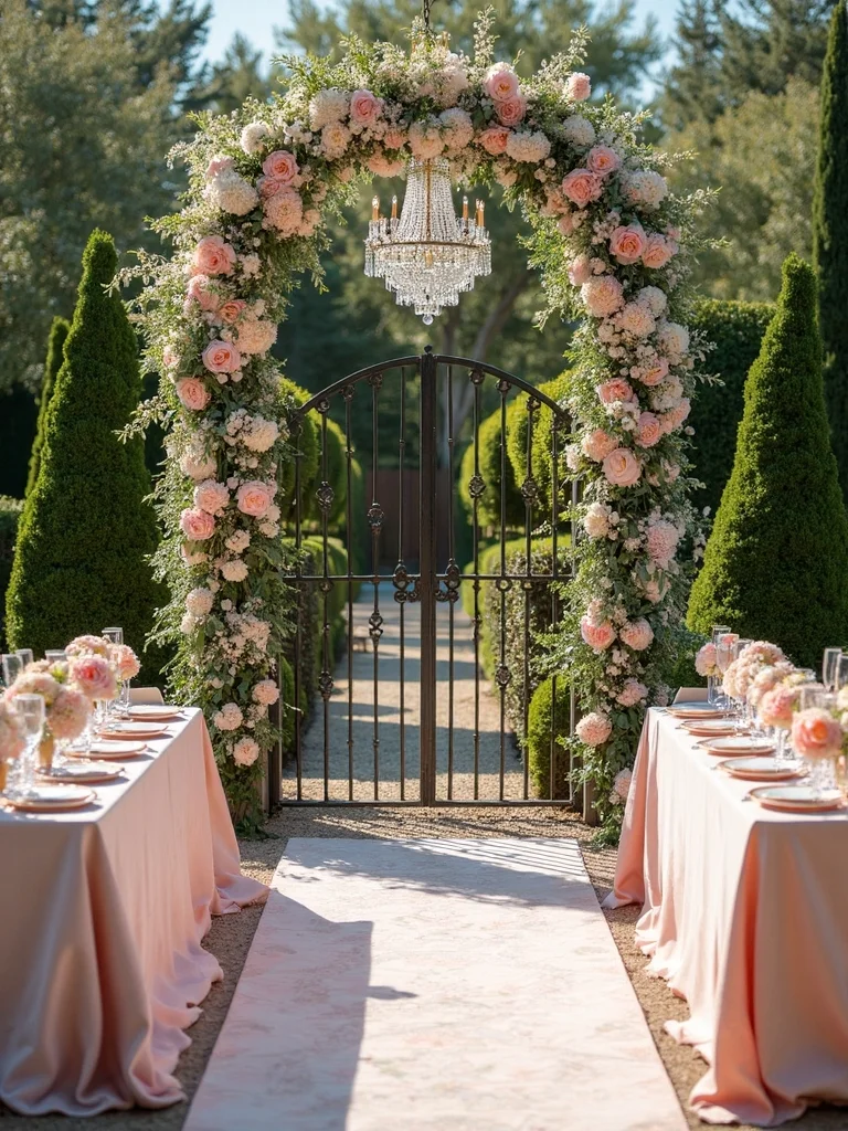 lush welcoming garden gate display