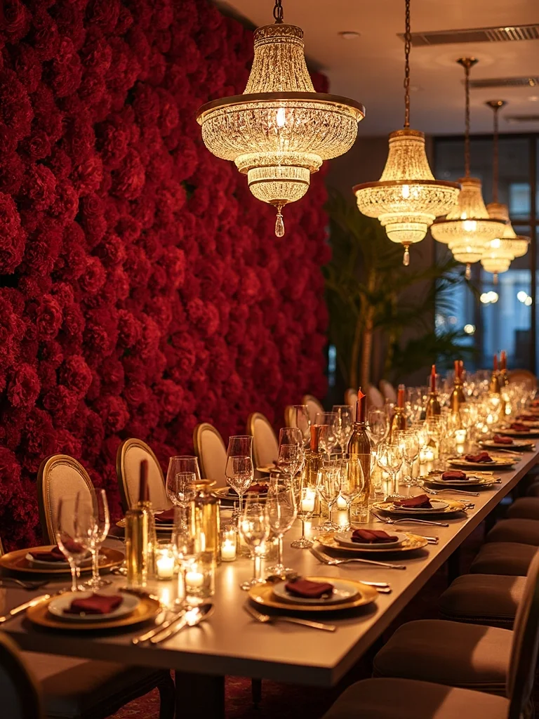 luxurious burgundy floral arrangement with gold
