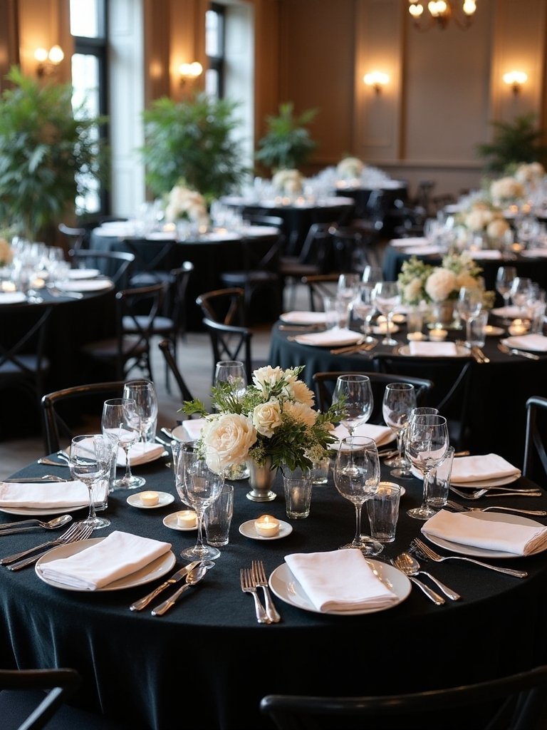 luxurious monochromatic formal reception tablescape