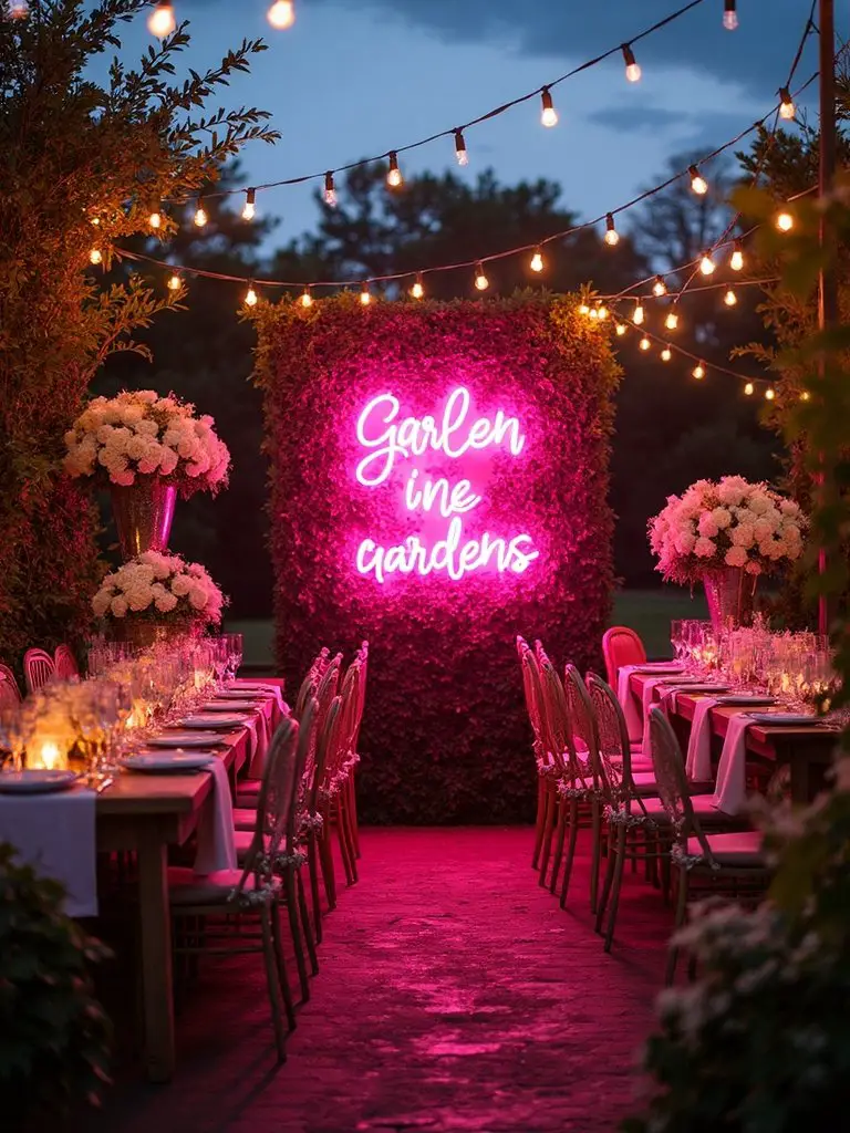 magical garden neon lighting accents