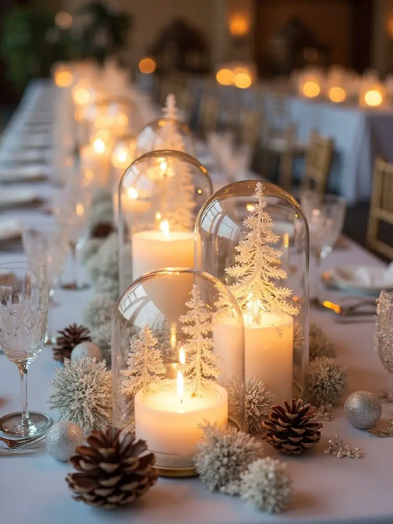 magical illuminated snow globe centerpieces
