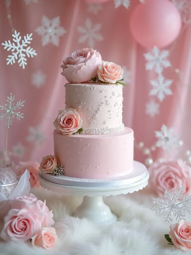magical pink winter cake