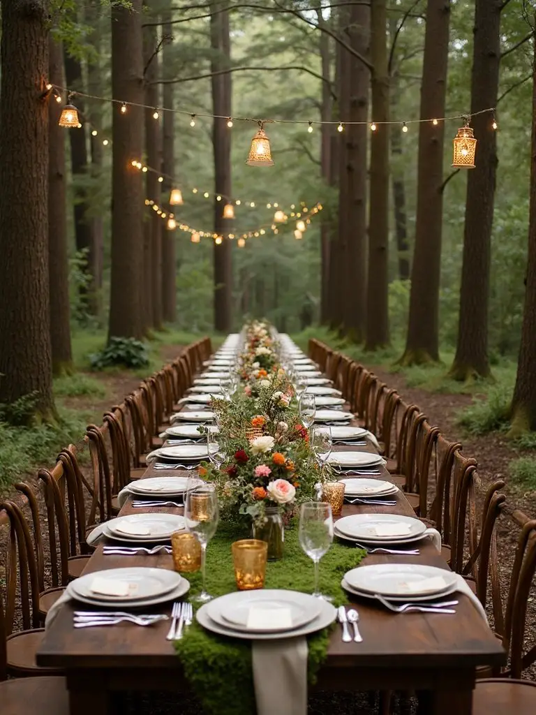majestic forest wedding ceremony backdrop