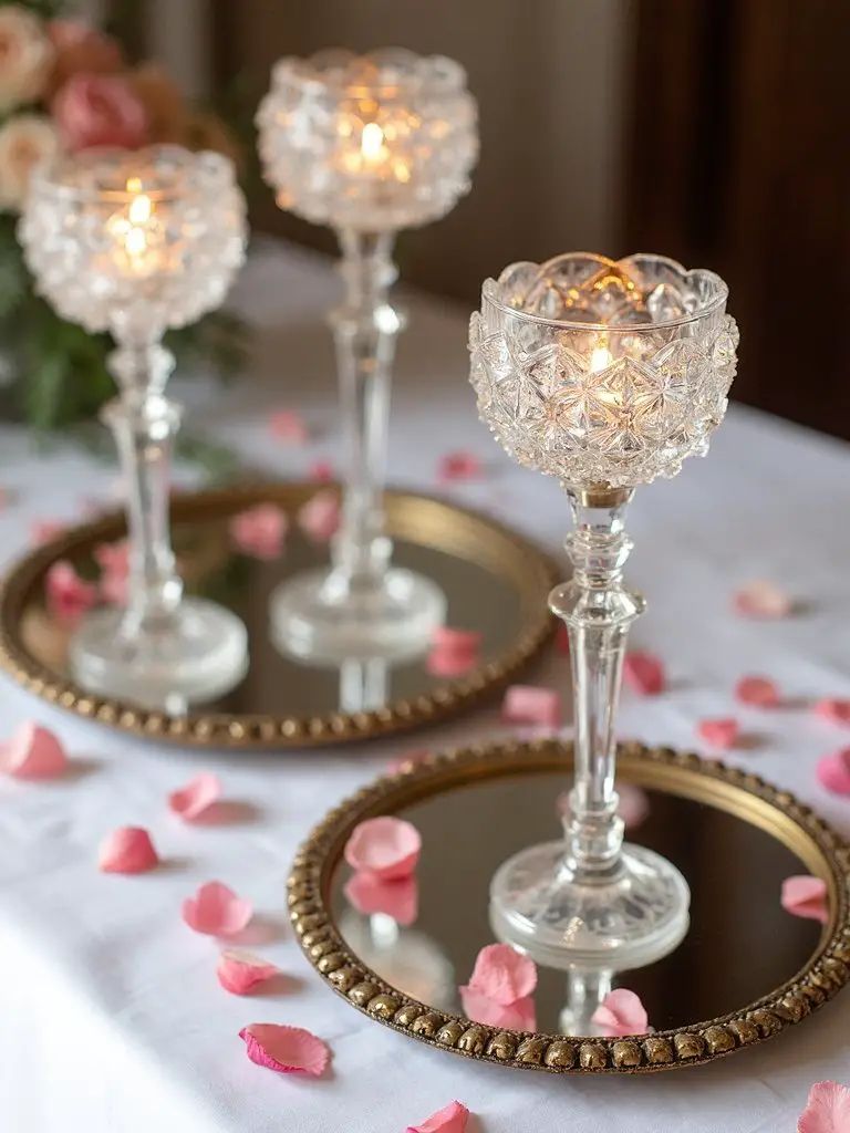 mesmerizing antique mirrored candle platforms