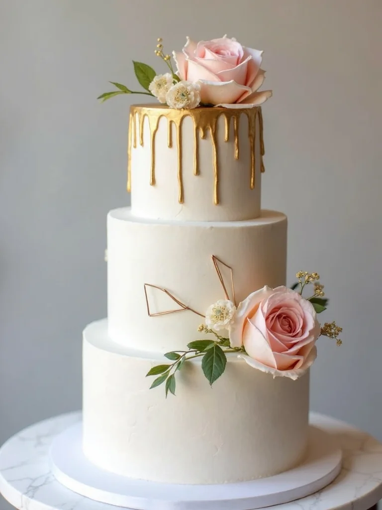 metallic drip cake elegance