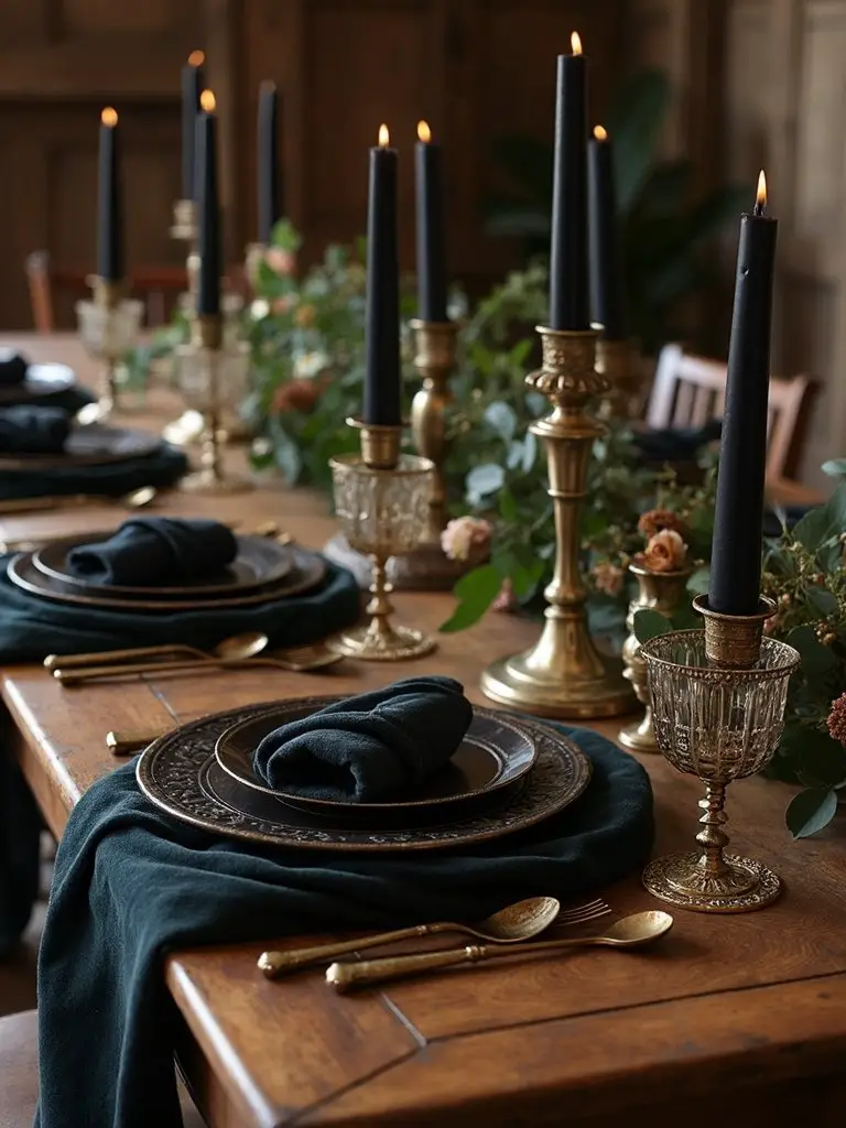 mysterious vintage inspired scholarly place settings