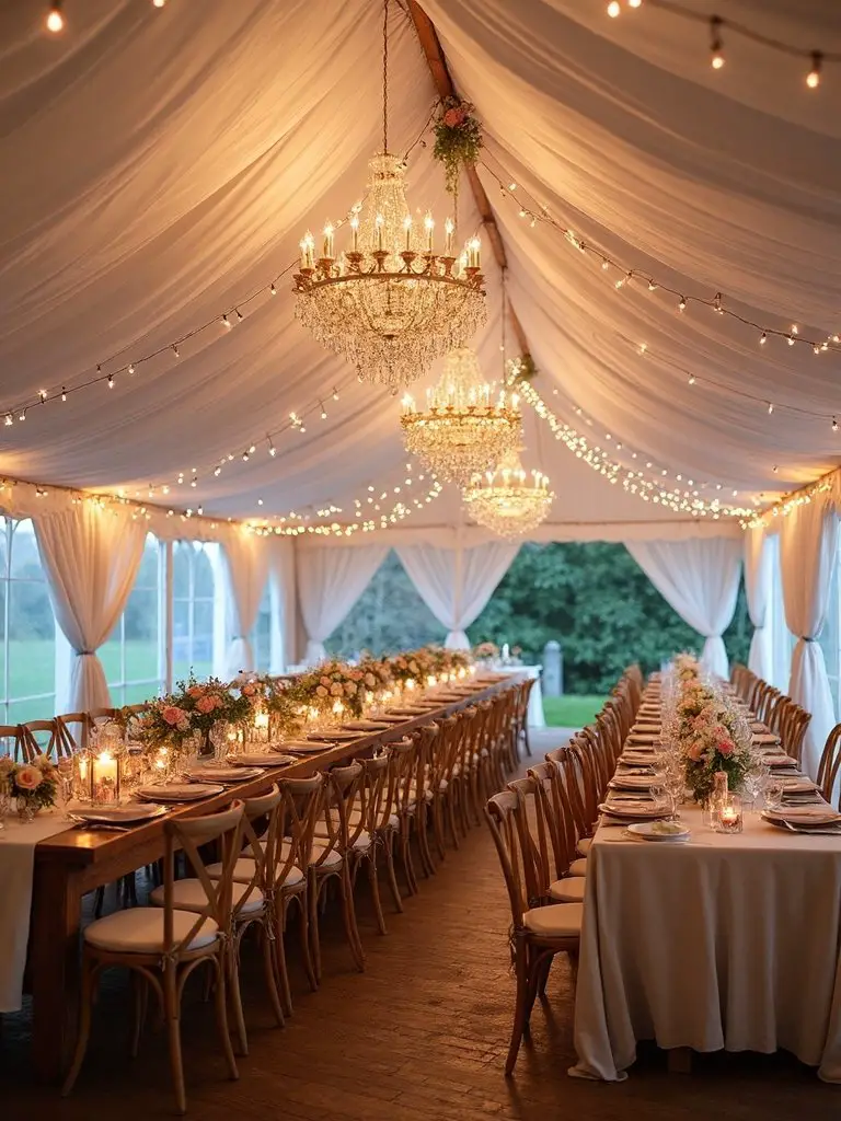 open air wedding tent decor