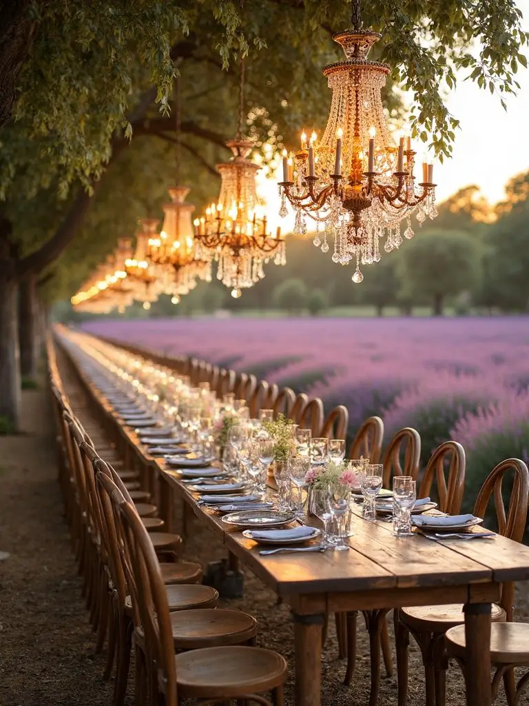 opulent outdoor crystal chandelier romance
