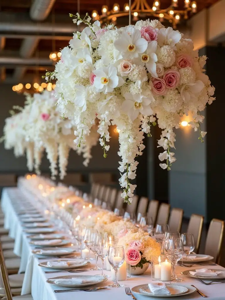 overhead floral statement arrangements