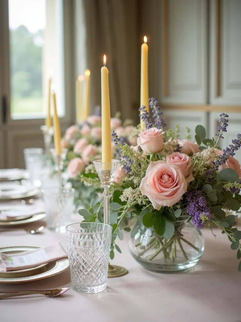 pastel springtime wedding table decor