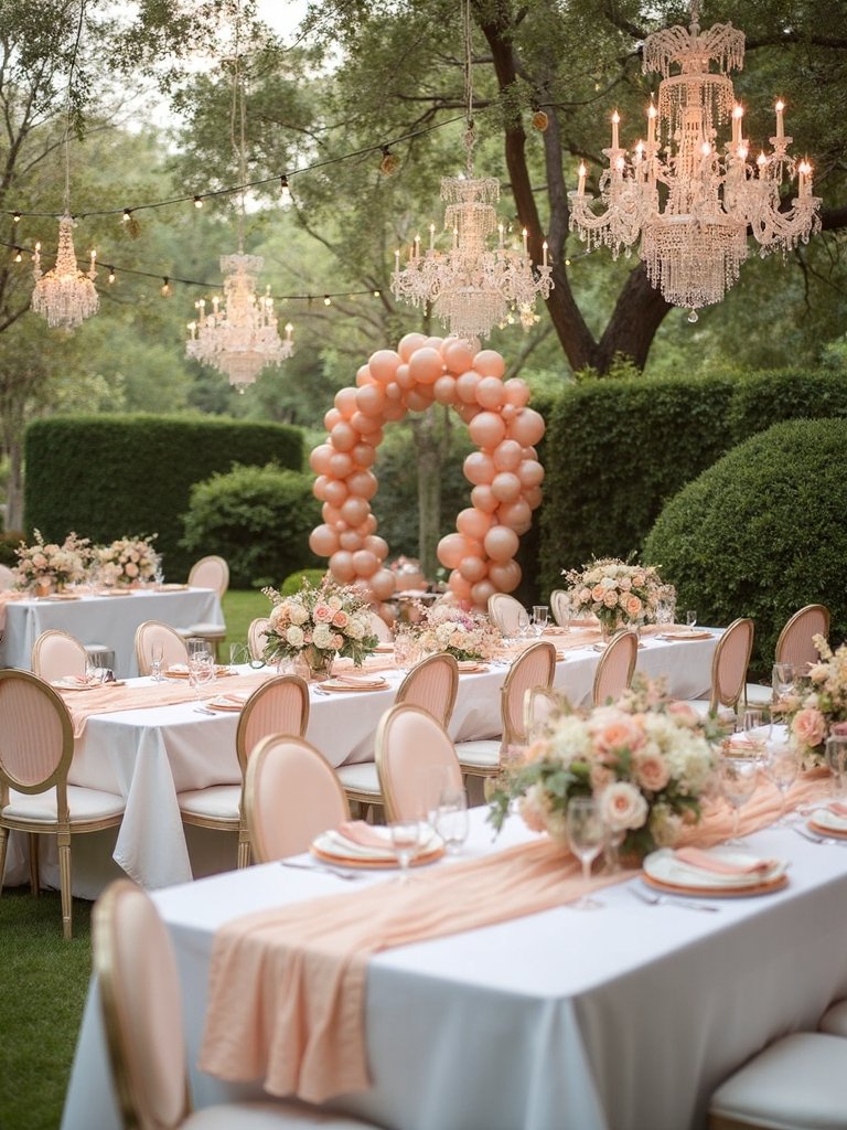 peach themed outdoor baby shower