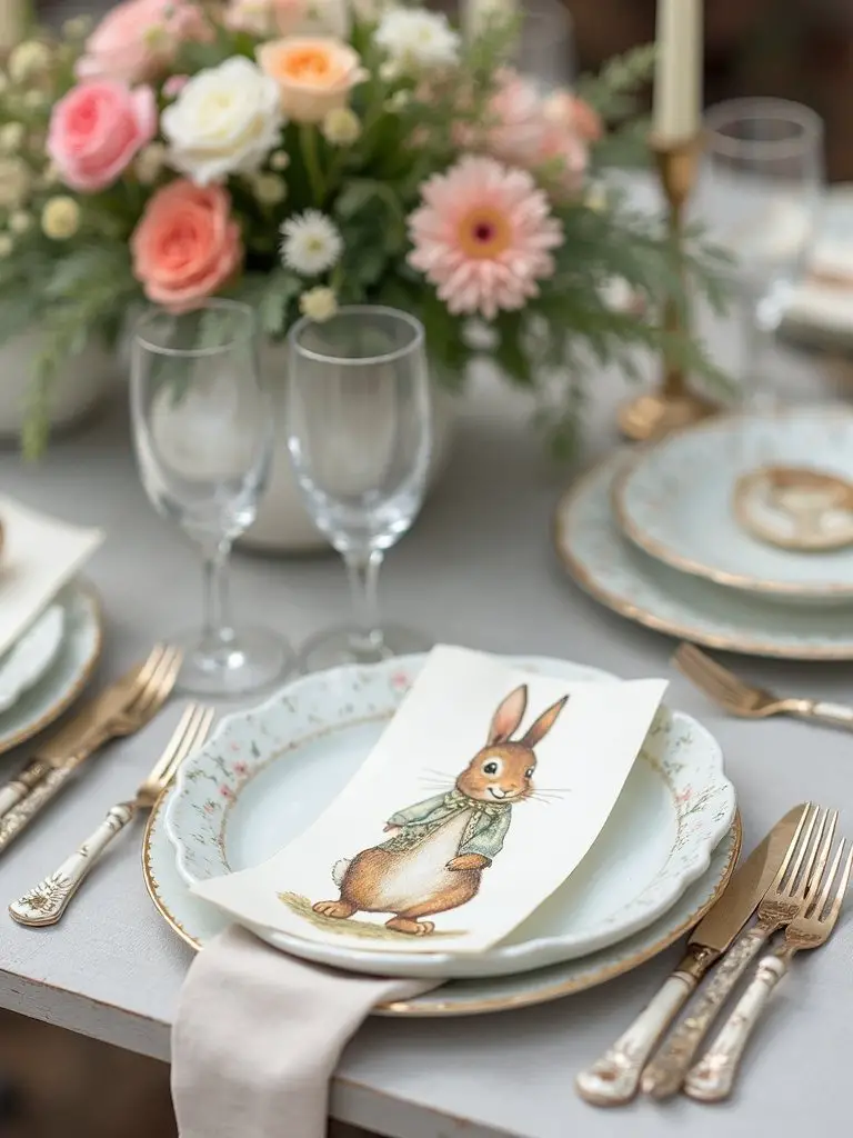peter rabbit themed dining setup